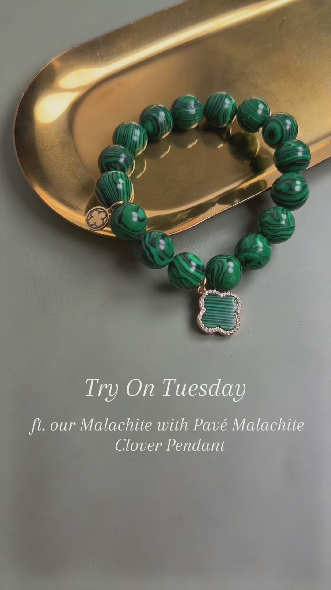 Malachite with Pavé Malachite Clover Pendant