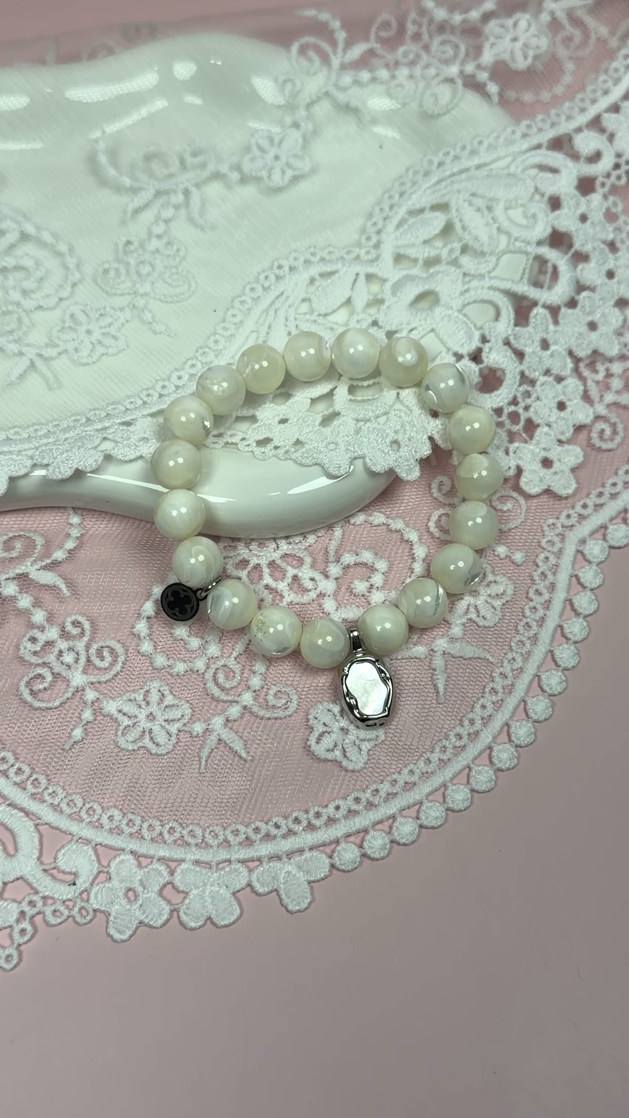 Mother of Pearl with Molten Mother of Pearl Silver Pendant