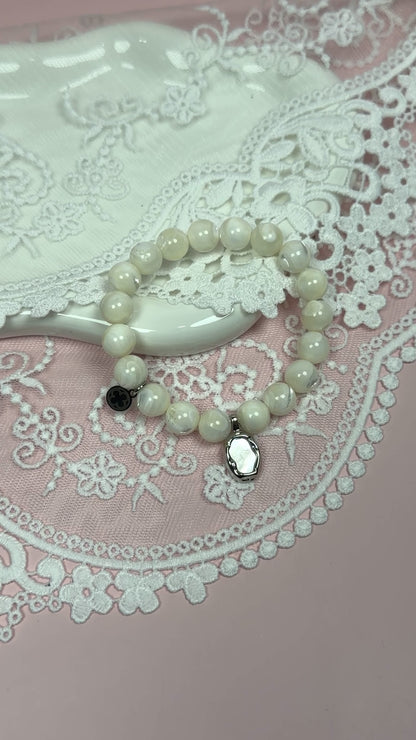 Mother of Pearl with Molten Mother of Pearl Silver Pendant