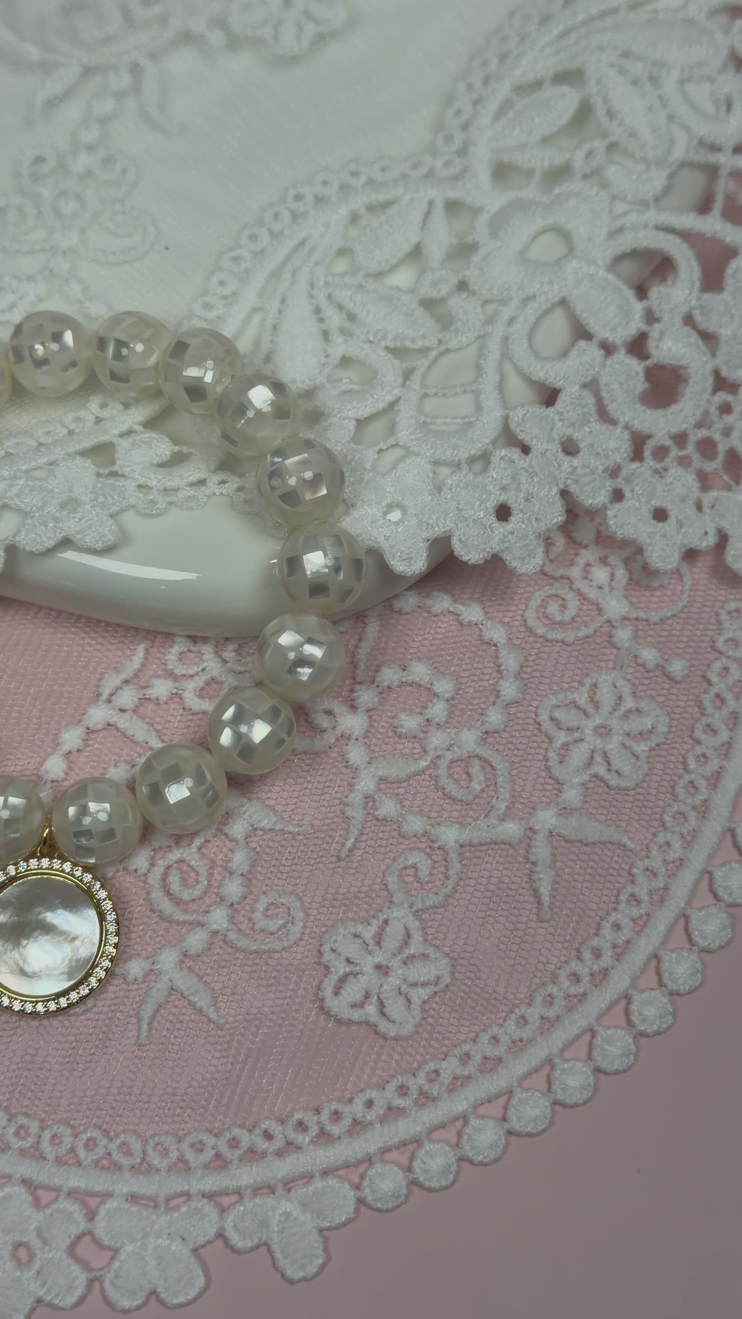 Mosaic Mother of Pearl with Mother of Pearl Gold Pavé Disc