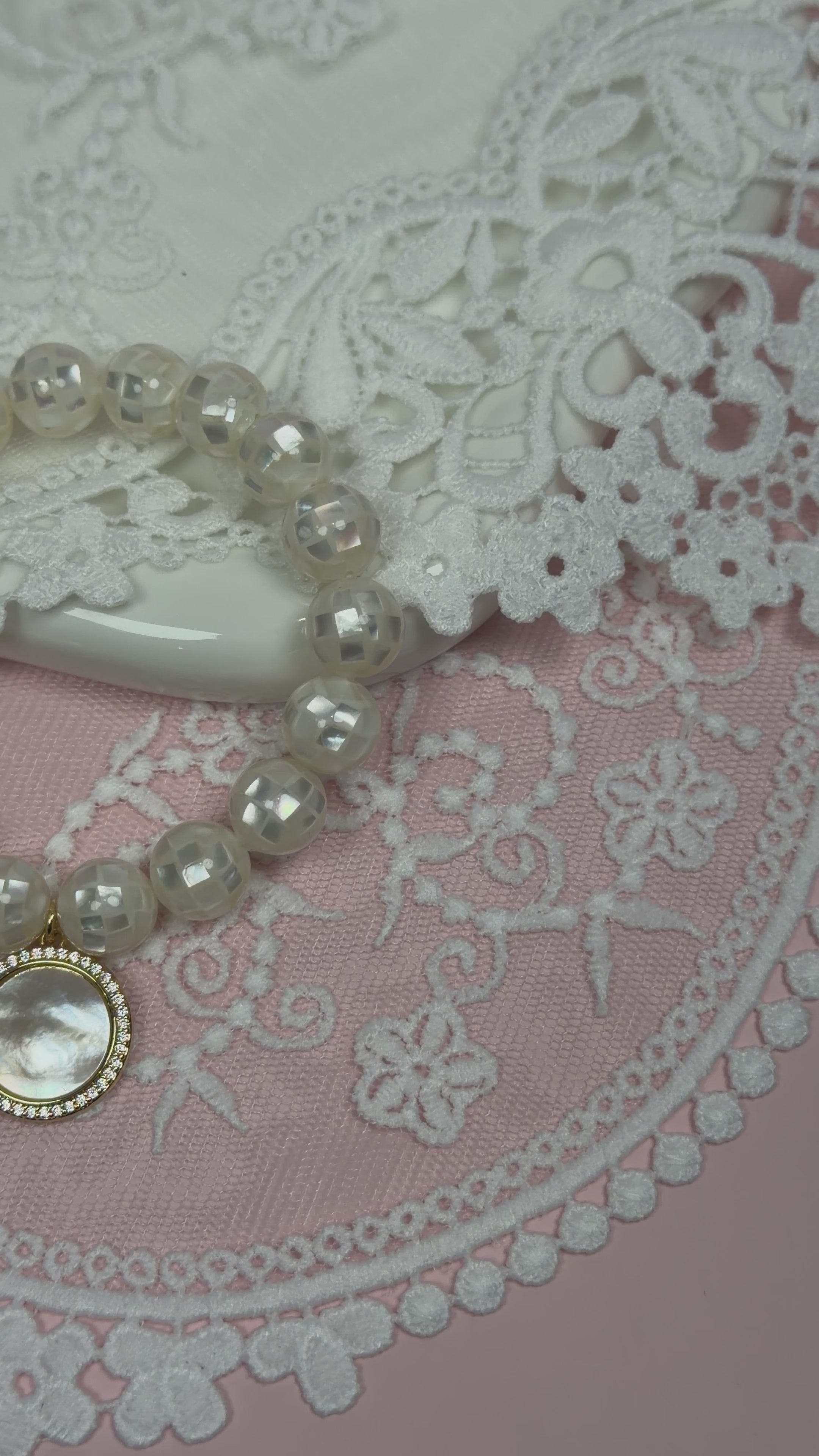 Mosaic Mother of Pearl with Mother of Pearl Gold Pavé Disc