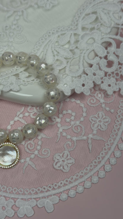 Mosaic Mother of Pearl with Mother of Pearl Gold Pavé Disc