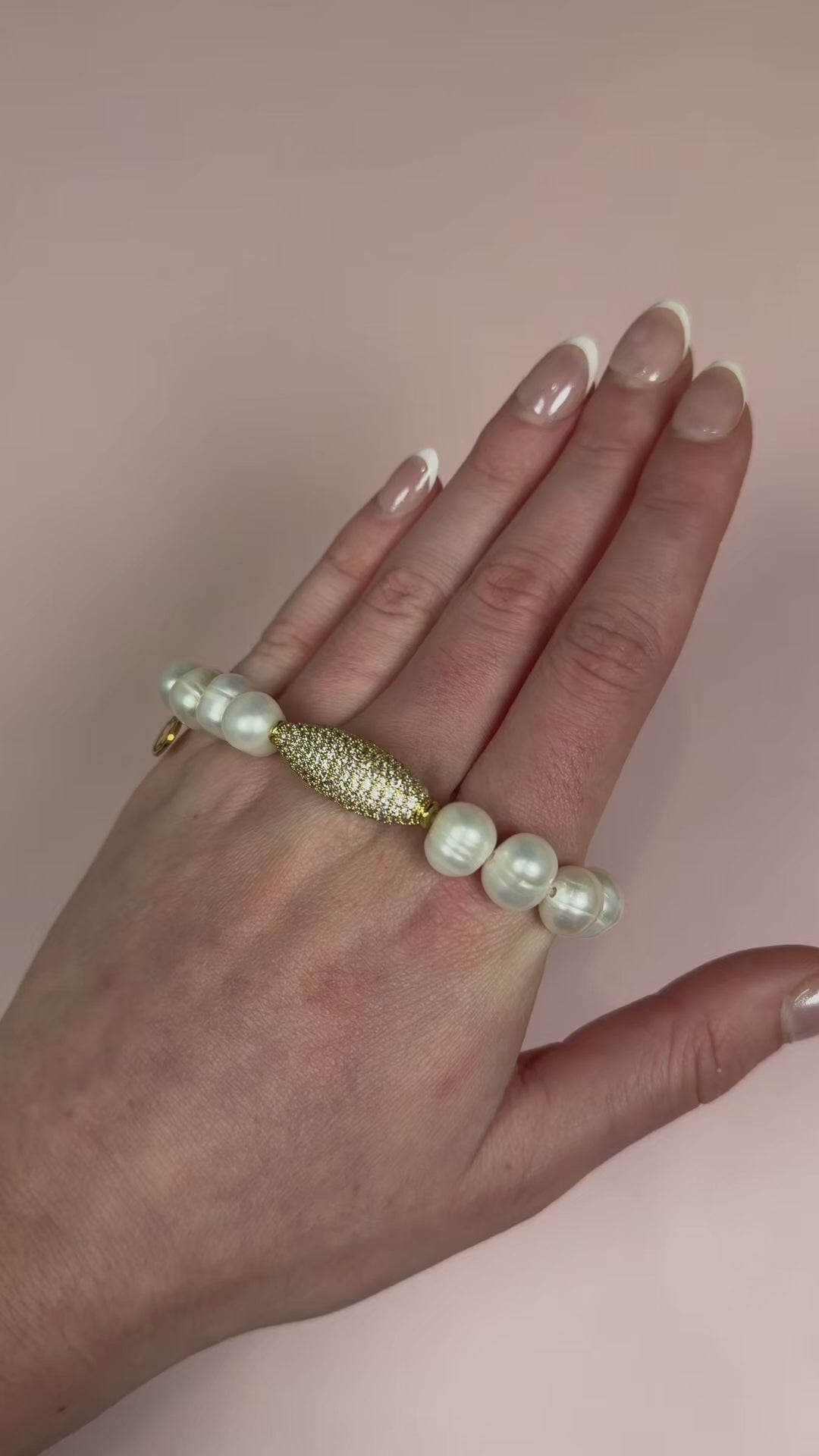 Freshwater Pearls with Pavé Gold Dome