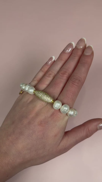 Freshwater Pearls with Pavé Gold Dome