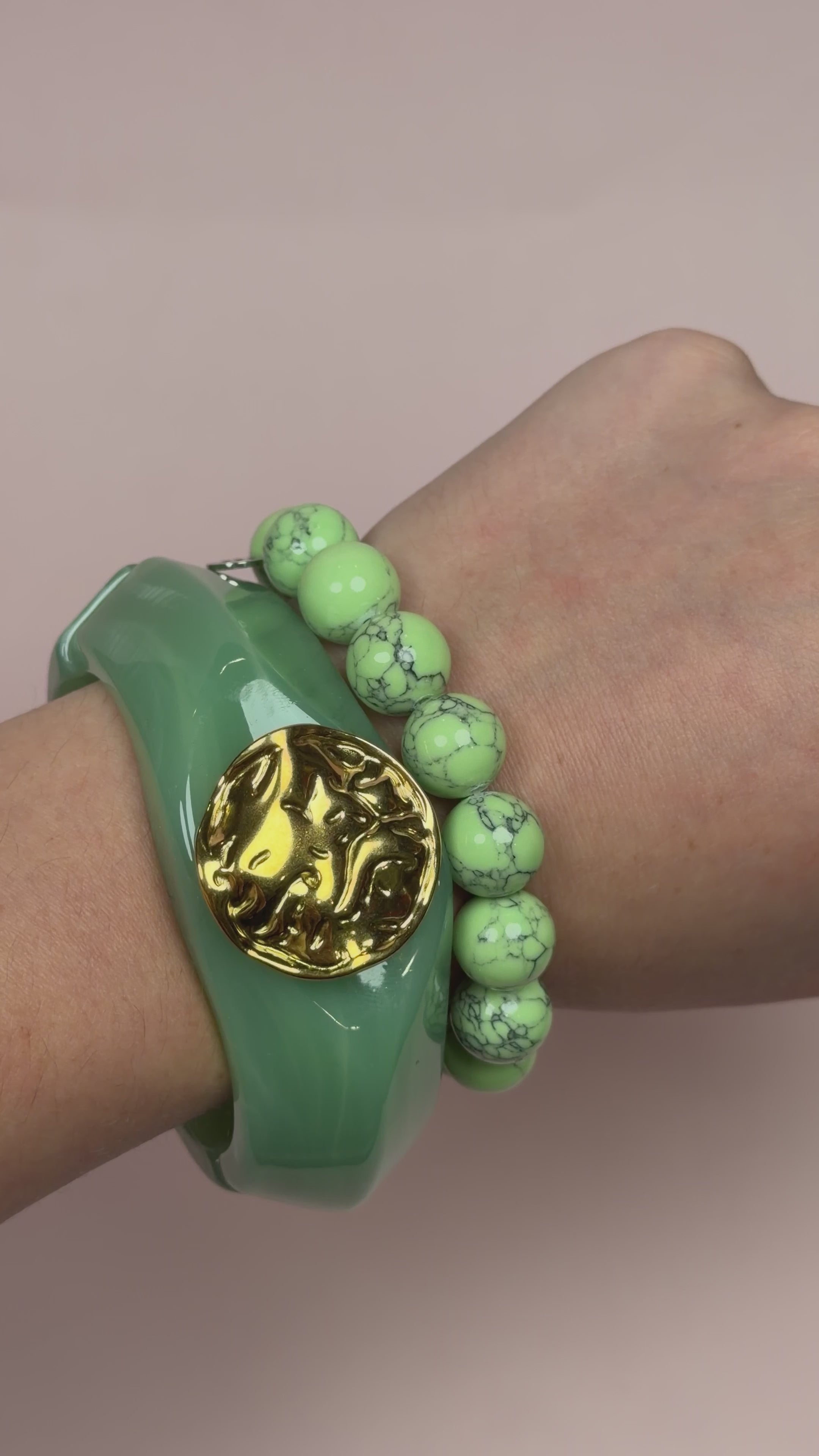 Giada Amazonite Acrylic Hinged Bangle – Oriana Lamarca Designs