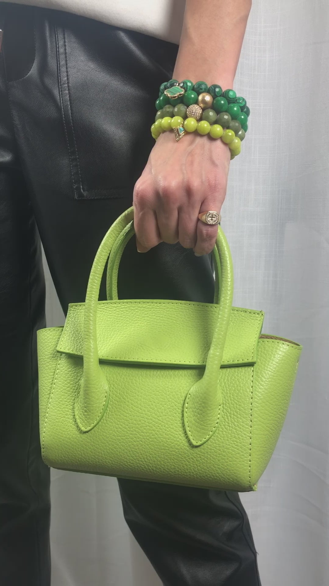 Martina Apple Green Leather Handbag