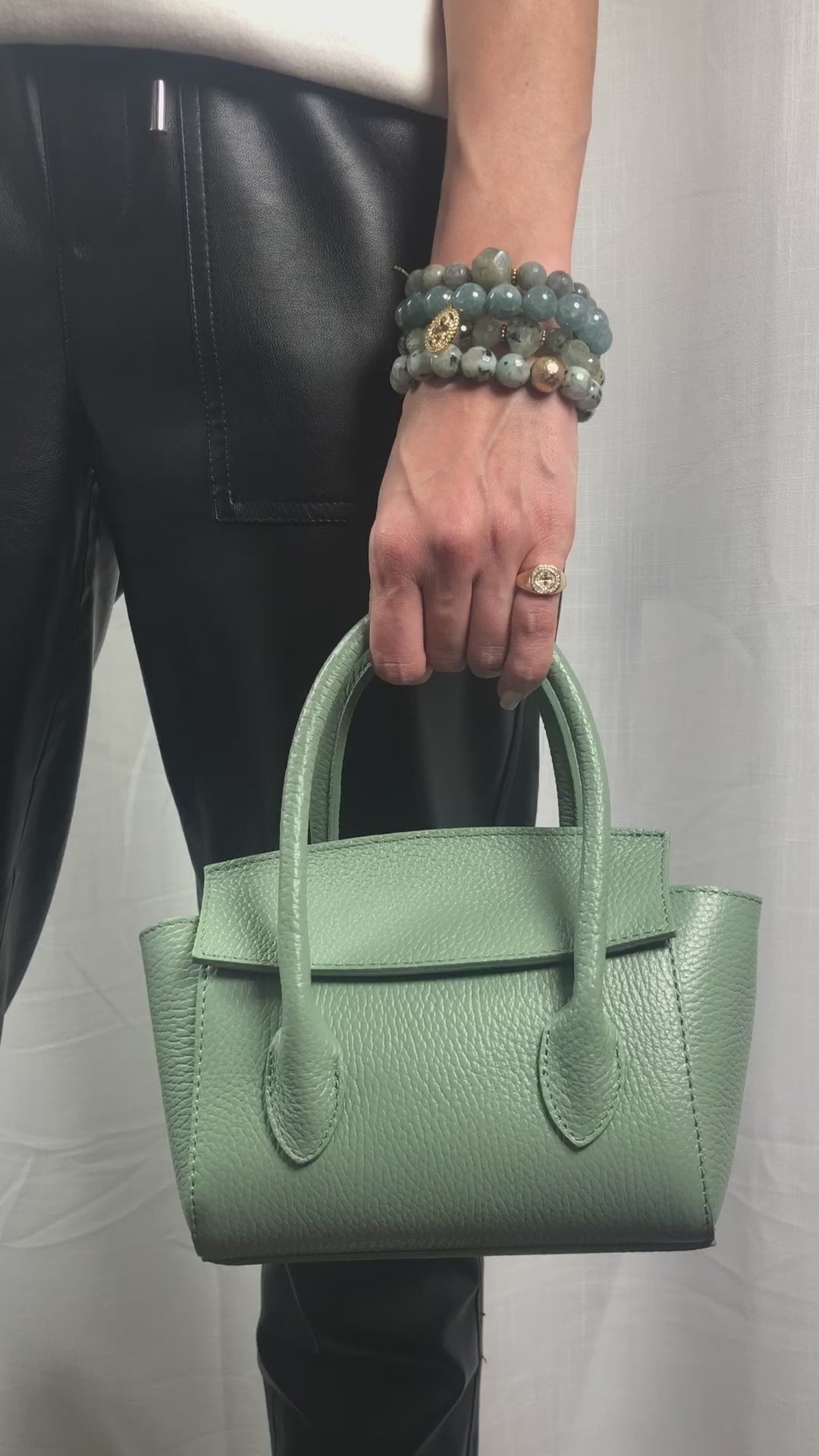 Martina Sage Green Leather Handbag