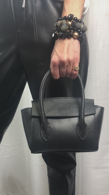 Martina Black Leather Handbag