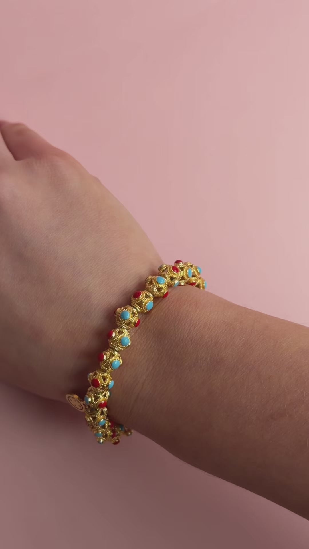 Red/Turquoise Filigree Bracelet