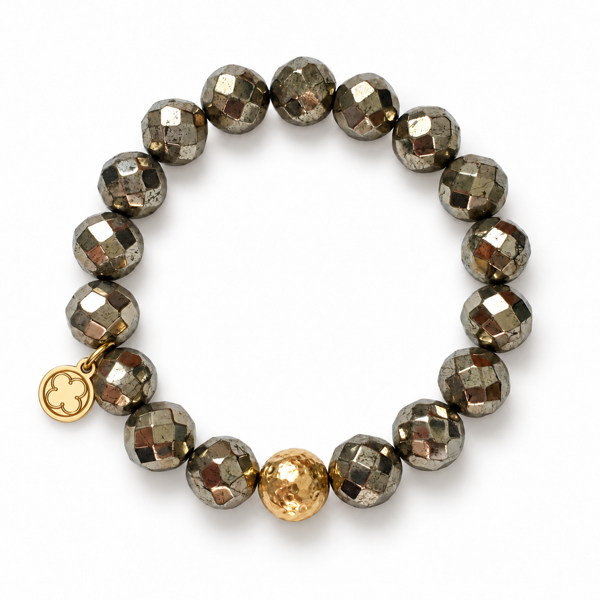 Pyrite with Hammered Gold Accent with gold signature logo tag