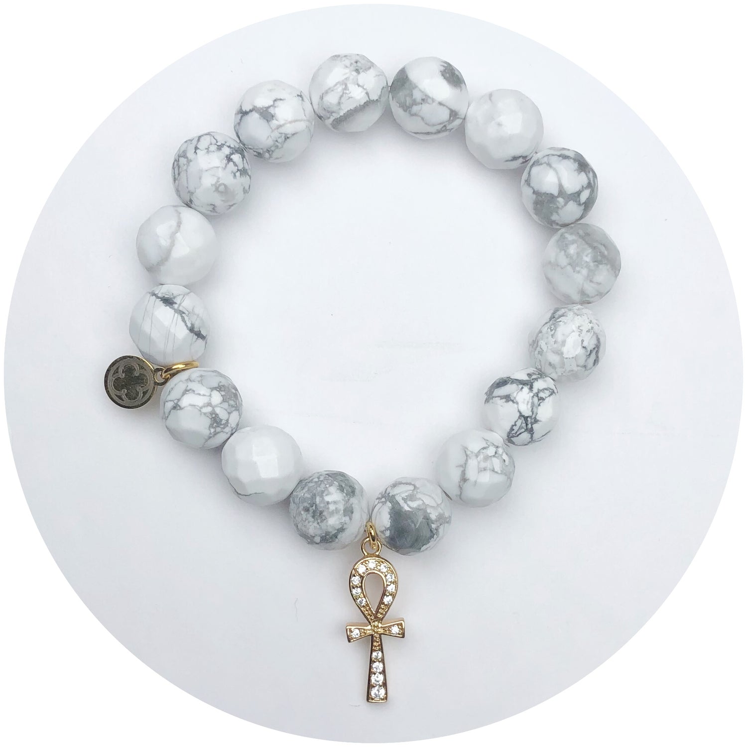 Frost Marble Agated With Pavé Cross Pendant - Oriana Lamarca LLC