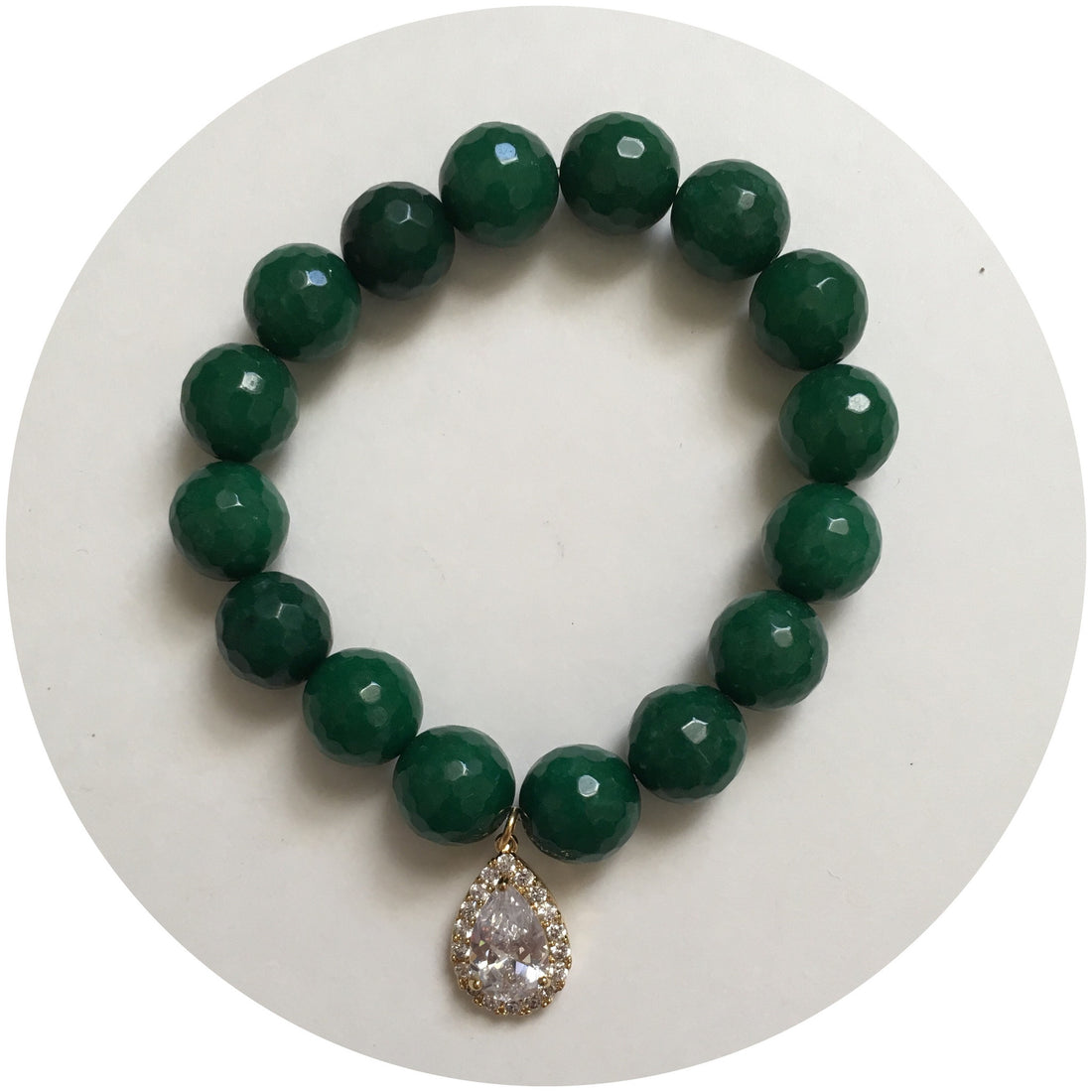 Emerald Green Jade with Pavé Gold Teardrop - Oriana Lamarca LLC