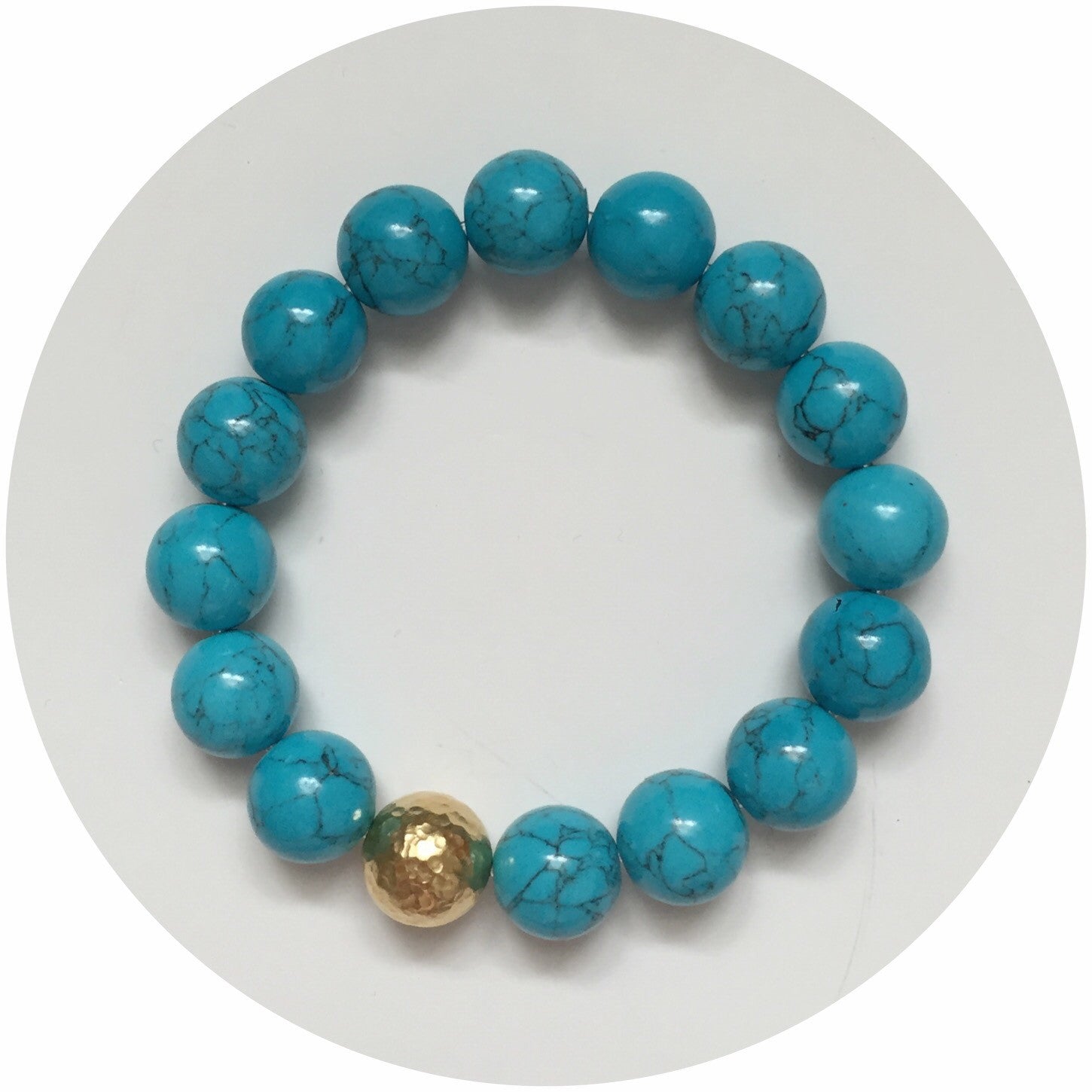 Blue Howlite with Gold Hammered Accent - Oriana Lamarca LLC
