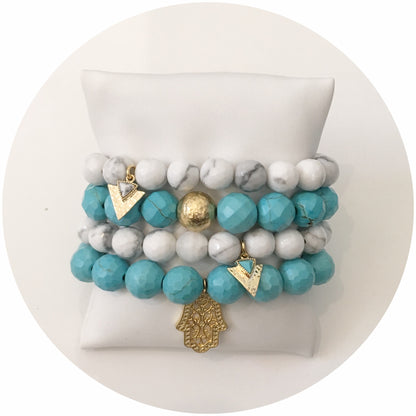 Light Turquoise Magnesite with Hammered Gold Accent - Oriana Lamarca LLC