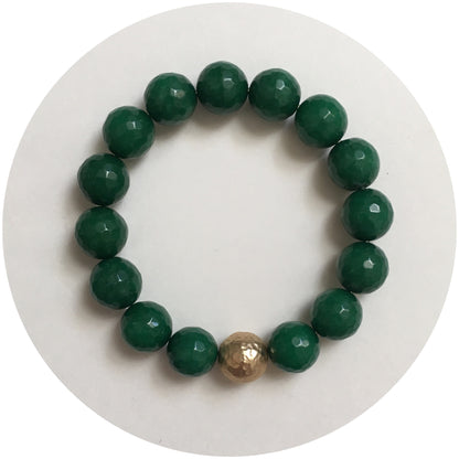 Emerald Green Jade with Hammered Gold Accent - Oriana Lamarca LLC