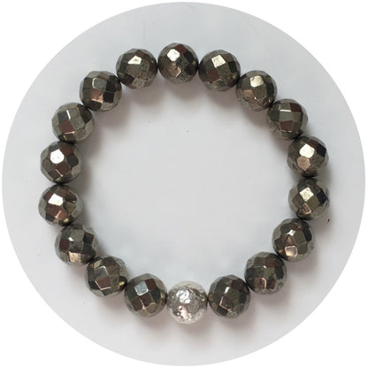 Pyrite with Hammered Sterling Silver Accent - Oriana Lamarca LLC