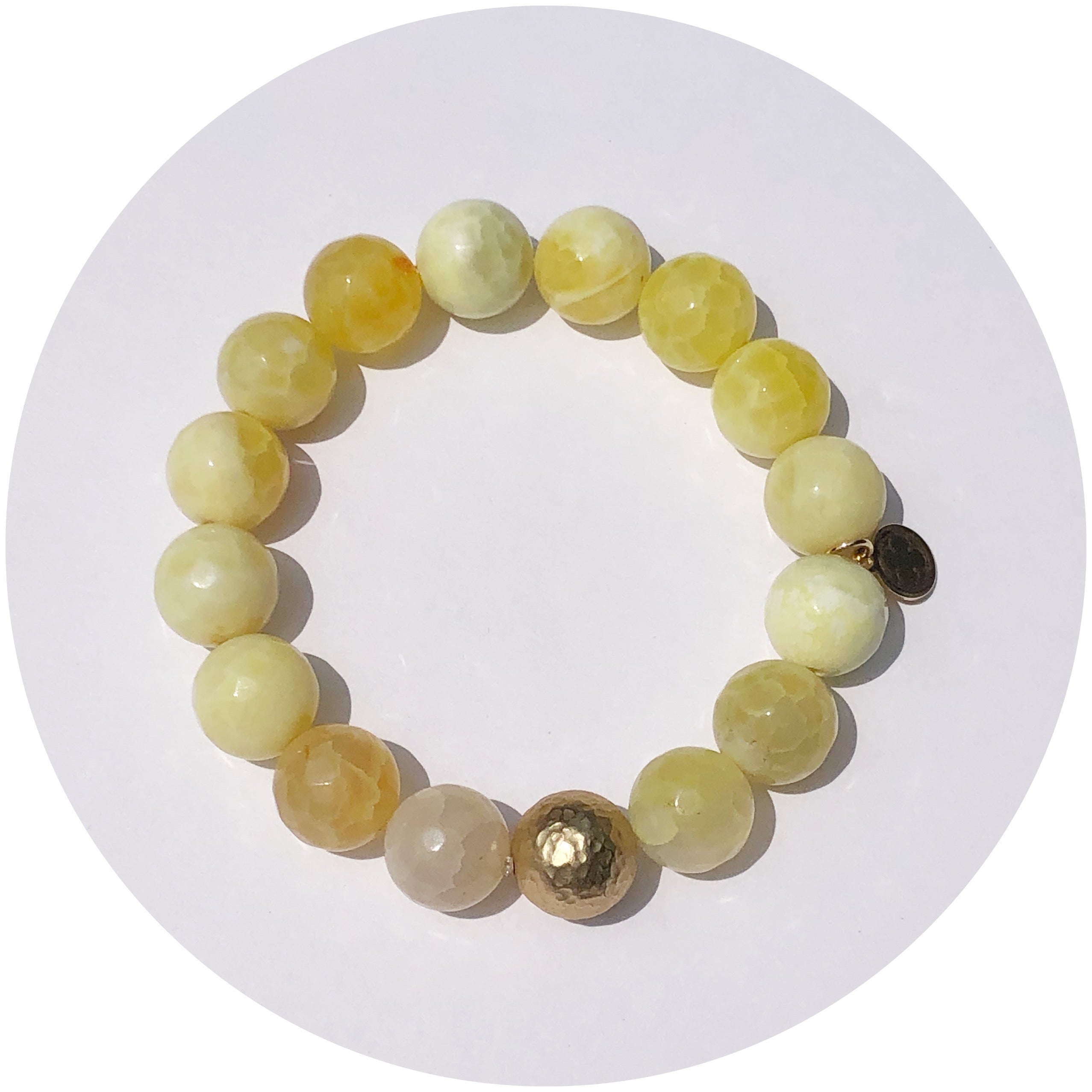Yellow Agate with Hammered Gold Accent - Oriana Lamarca LLC