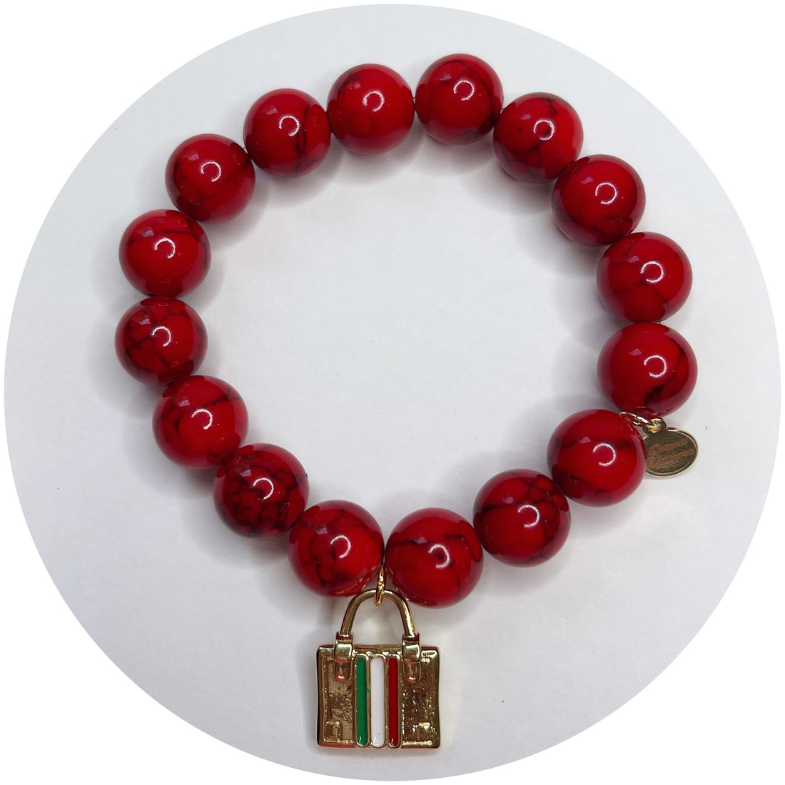 Red Howlite with Italian Luggage Pendant