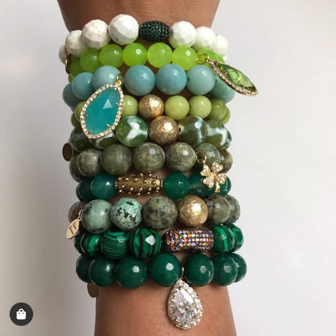 African Turquoise with Hammered Gold Accent - Oriana Lamarca LLC