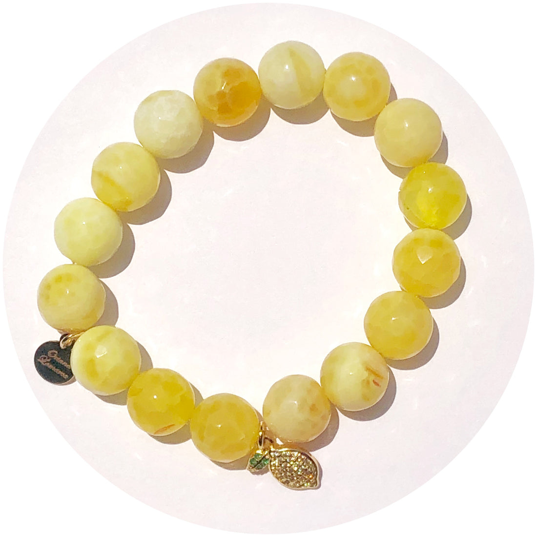 Yellow Agate with Pavé Lemon Pendant - Oriana Lamarca LLC