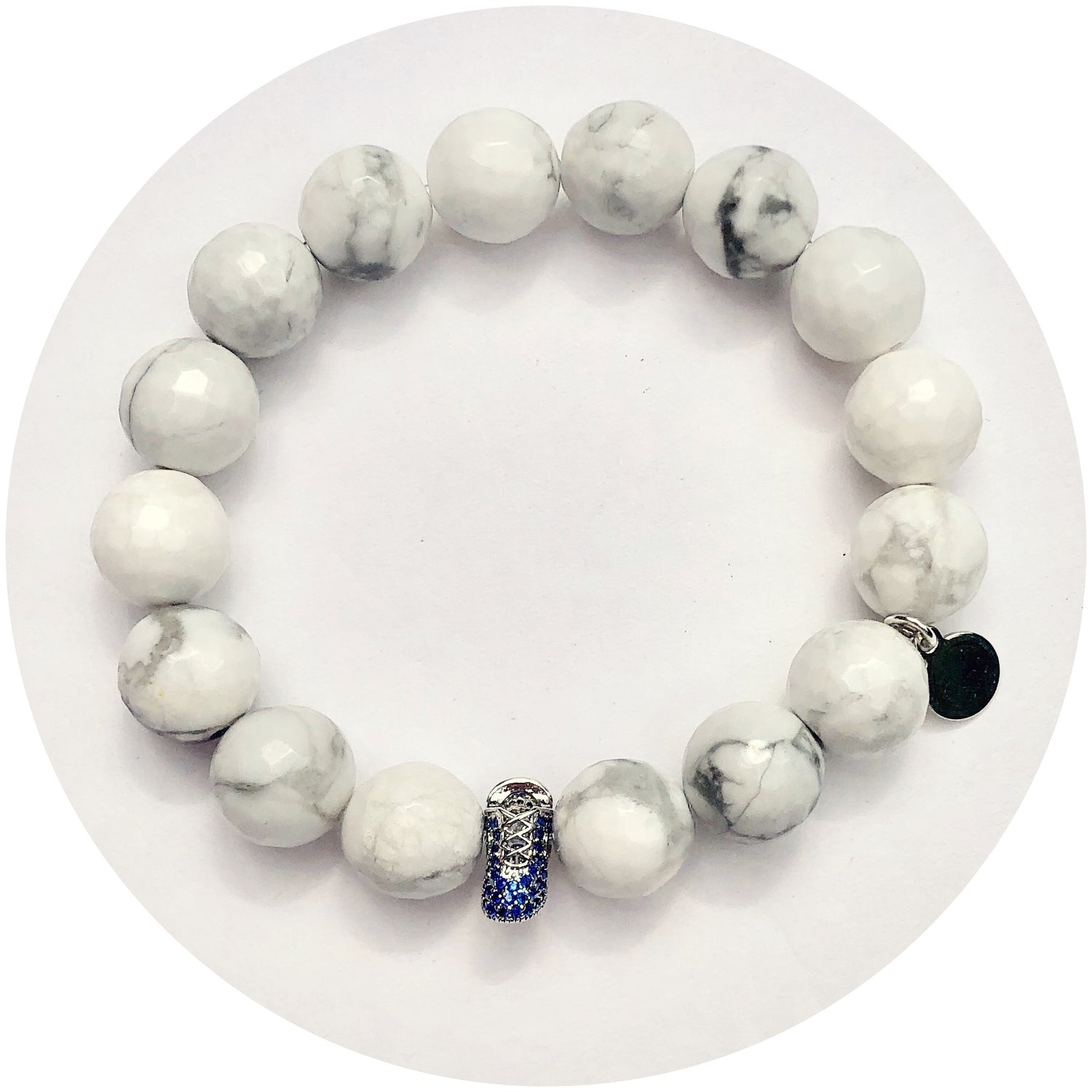 White Howlite with Blue Baby Shoe Accent Bead - Oriana Lamarca LLC