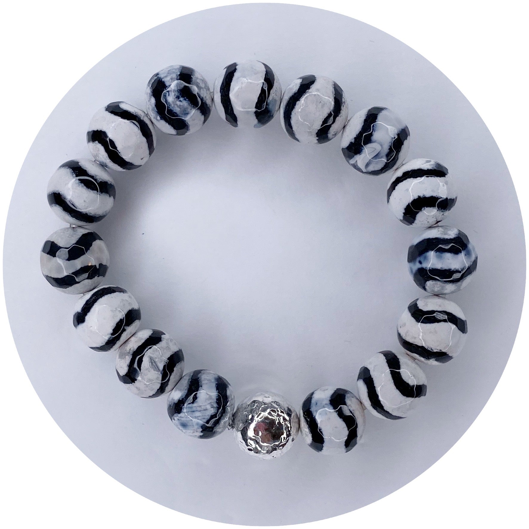 Tibetan Black Wave Agate with Silver Hammered Accent – Oriana Lamarca ...
