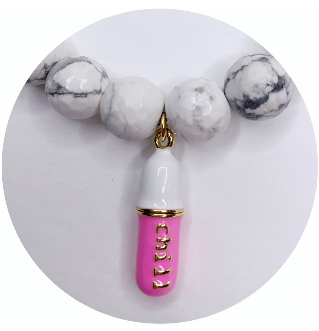 White Howlite with Chill Pill Pendant