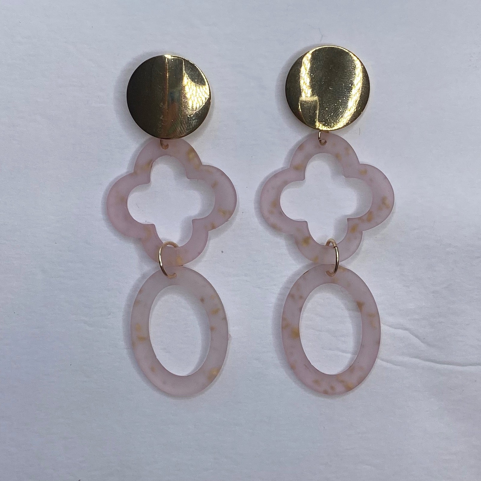 Pink Hibiscus Acrylic Earrings