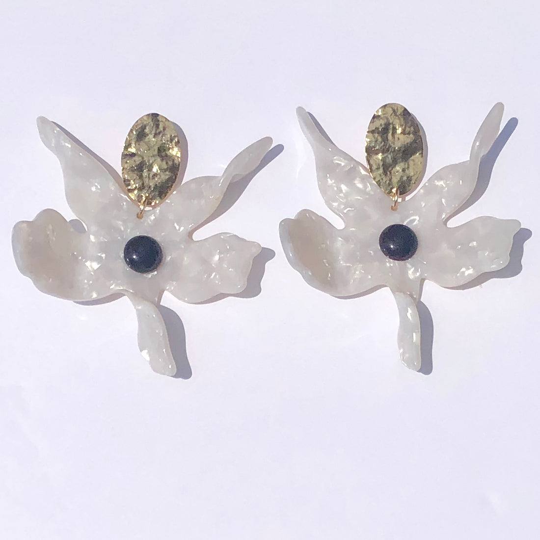Wildflower Black Onyx Acrylic Earrings - Oriana Lamarca LLC