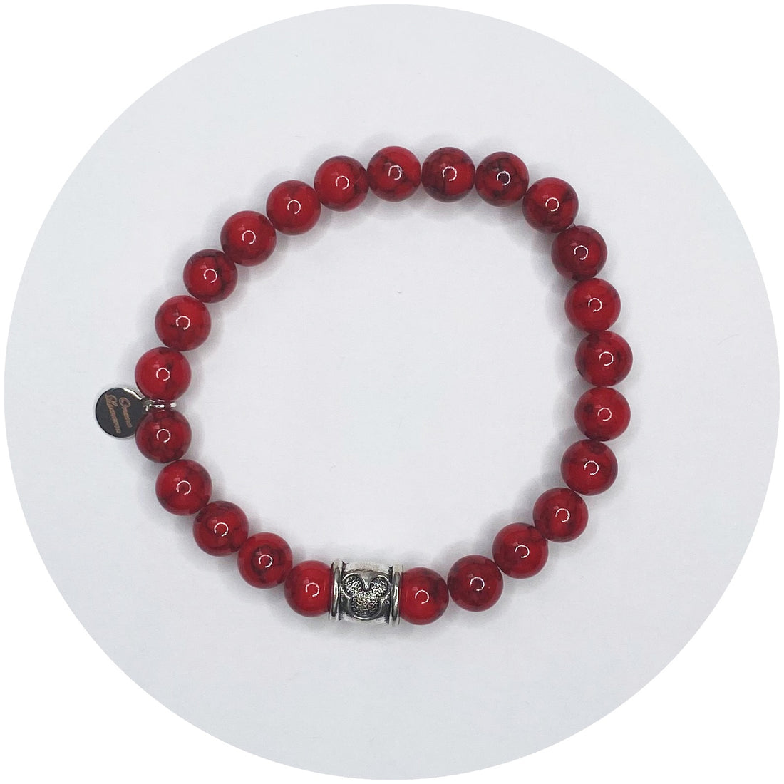 Mens Red Howlite with Mickey Spacer