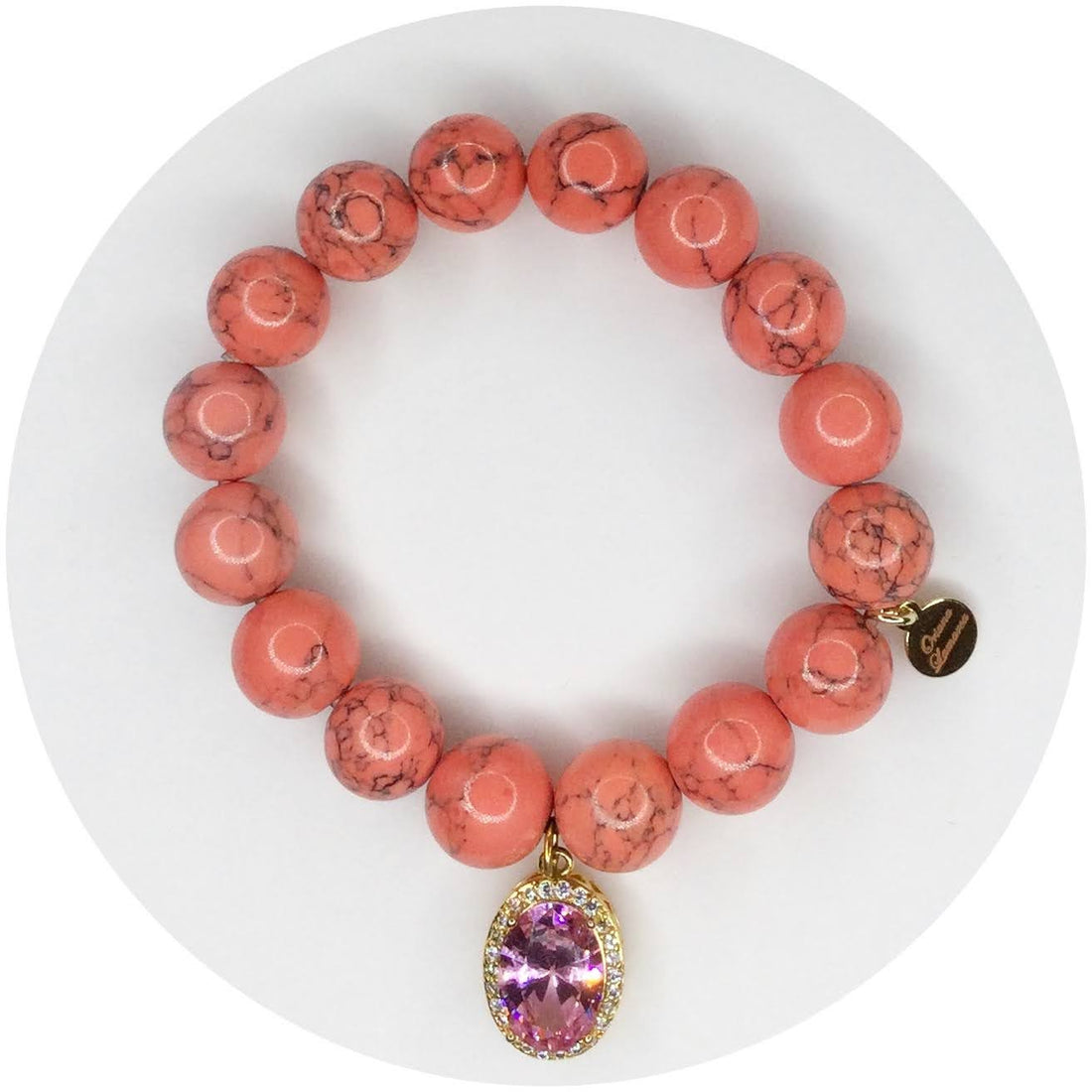 Pink and orange colada clay bead bracelet