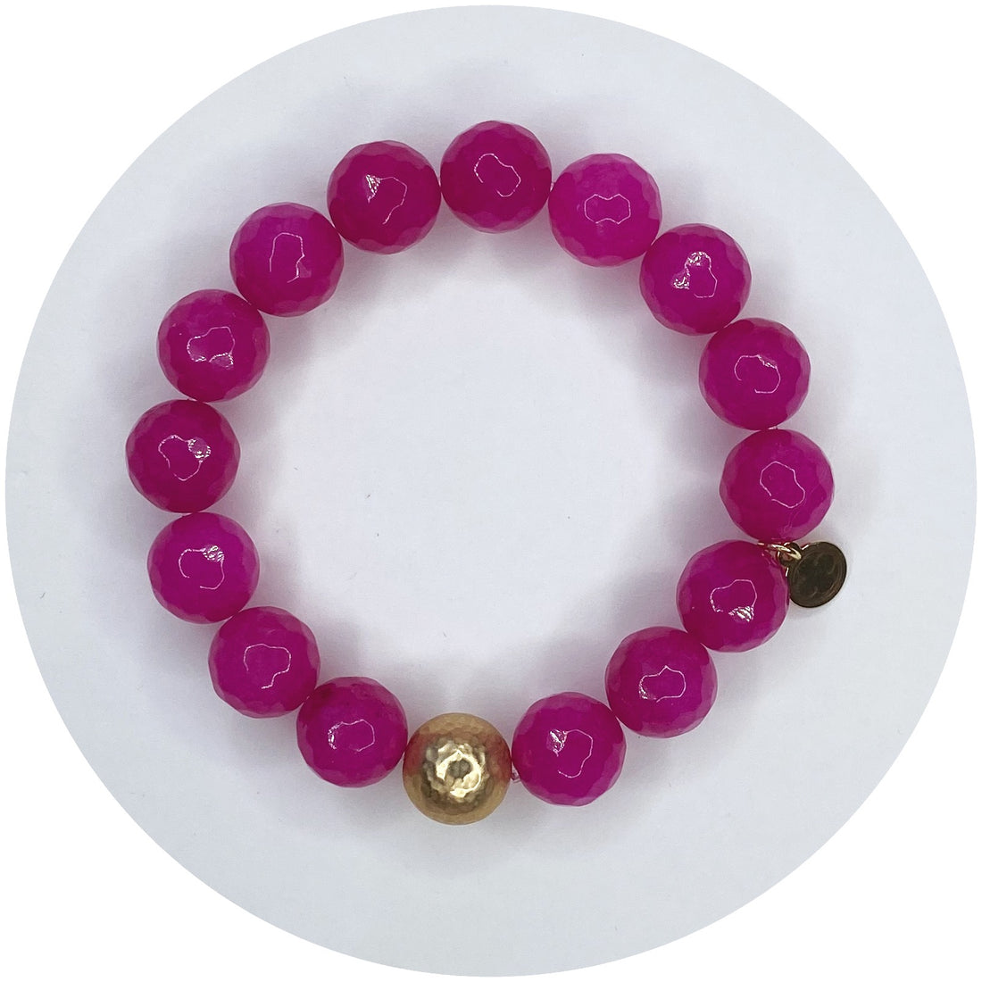 Magenta Jade with Hammered Gold Accent