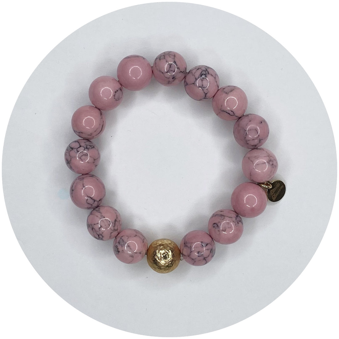 Light Pink Howlite with Hammered Gold Accent