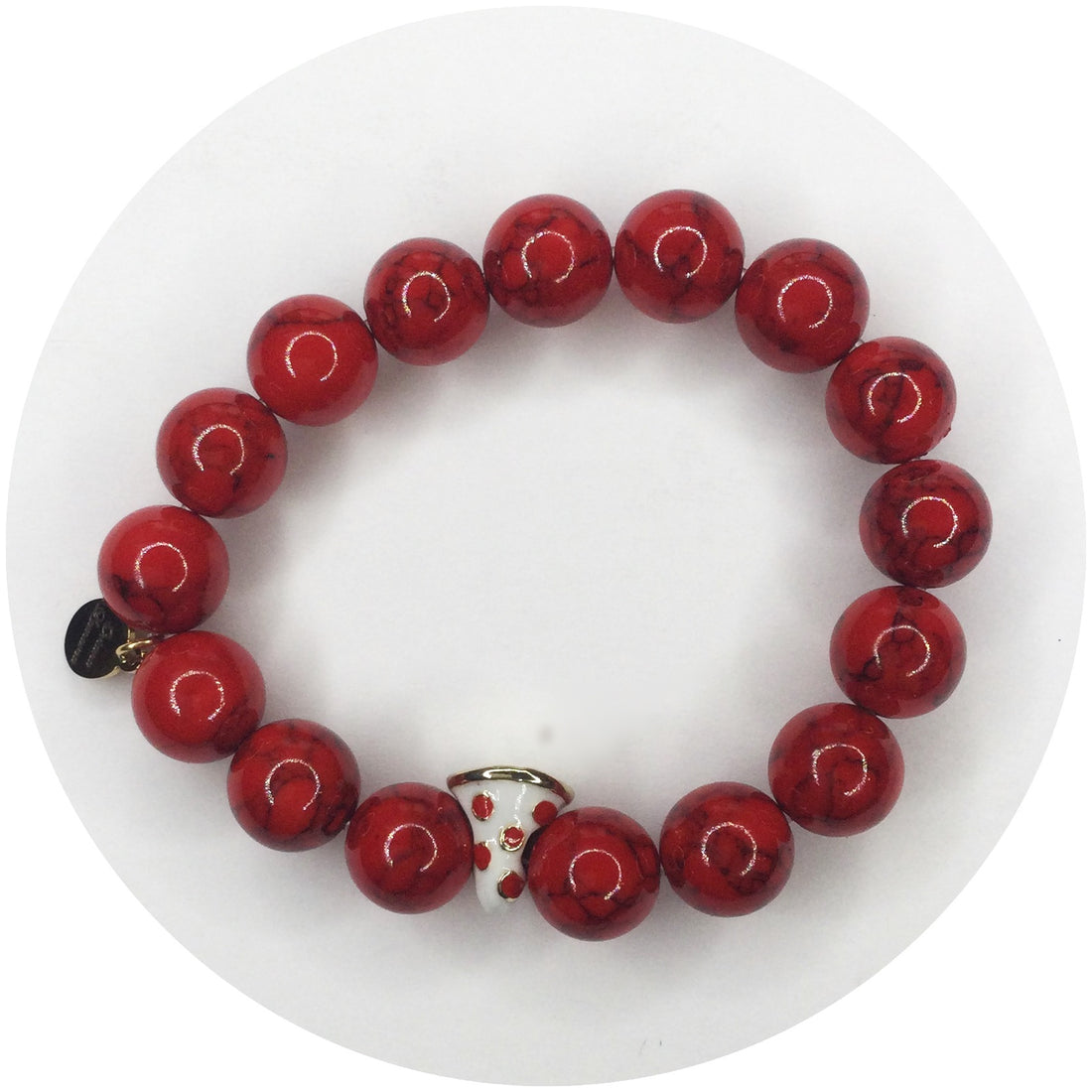 Red Howlite with Pizza Slice Accent
