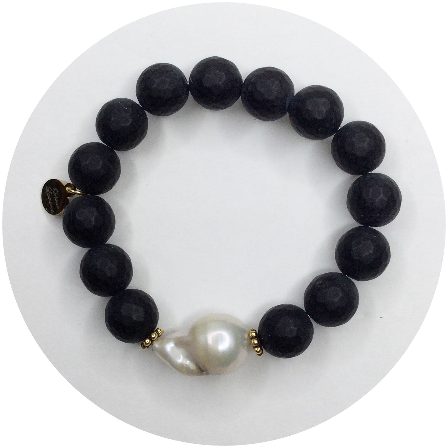 Matte Black Onyx with Freshwater Pearl