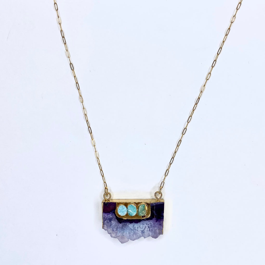 Light Turquoise and Ametrine Crystal Necklace