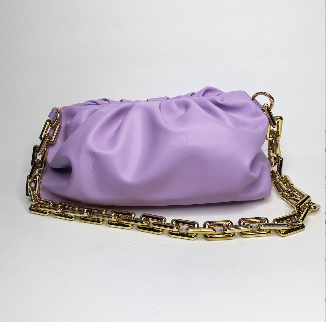 Felicia Lavender Leather Pouch Handbag