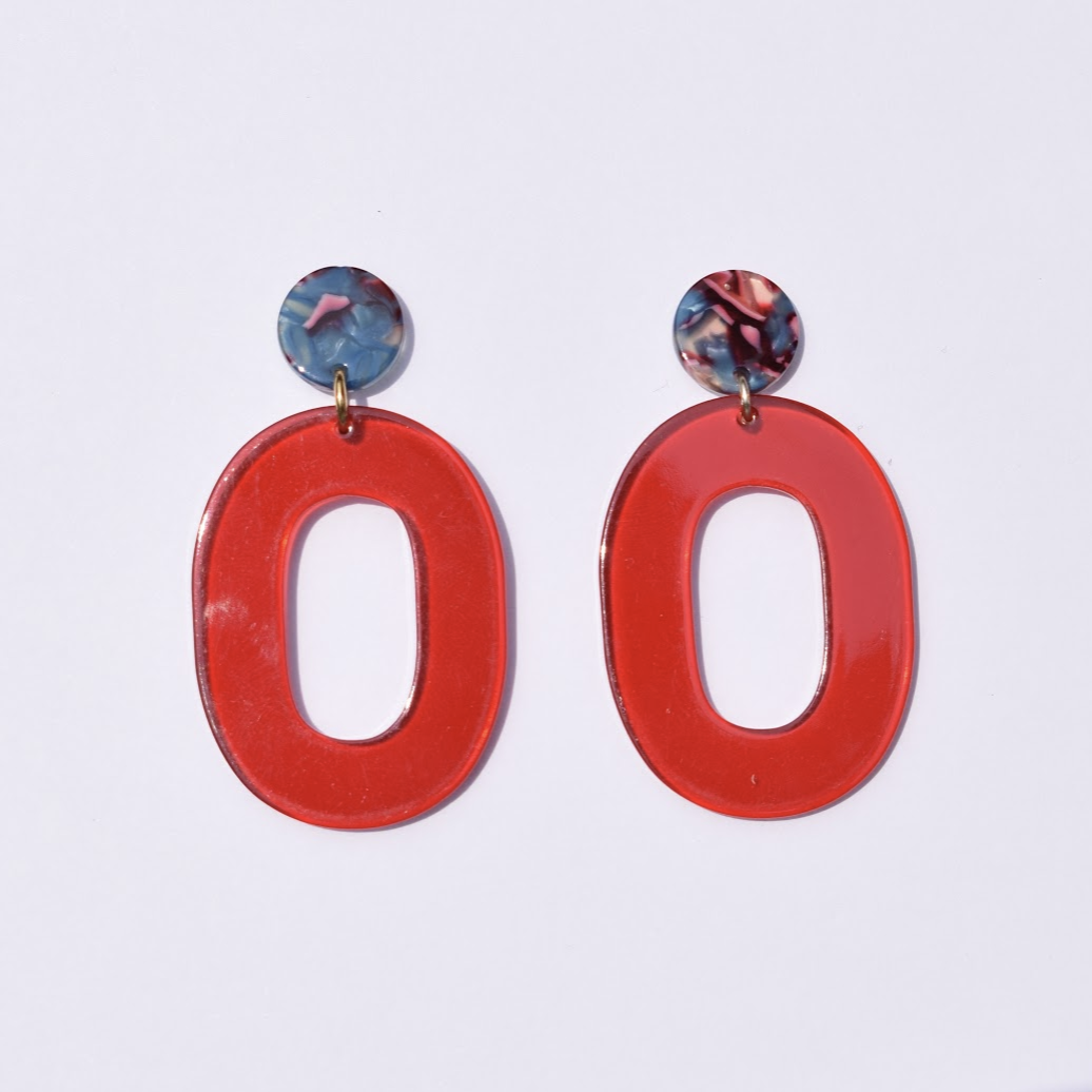 Big Apple Red Acrylic Earrings - Oriana Lamarca LLC