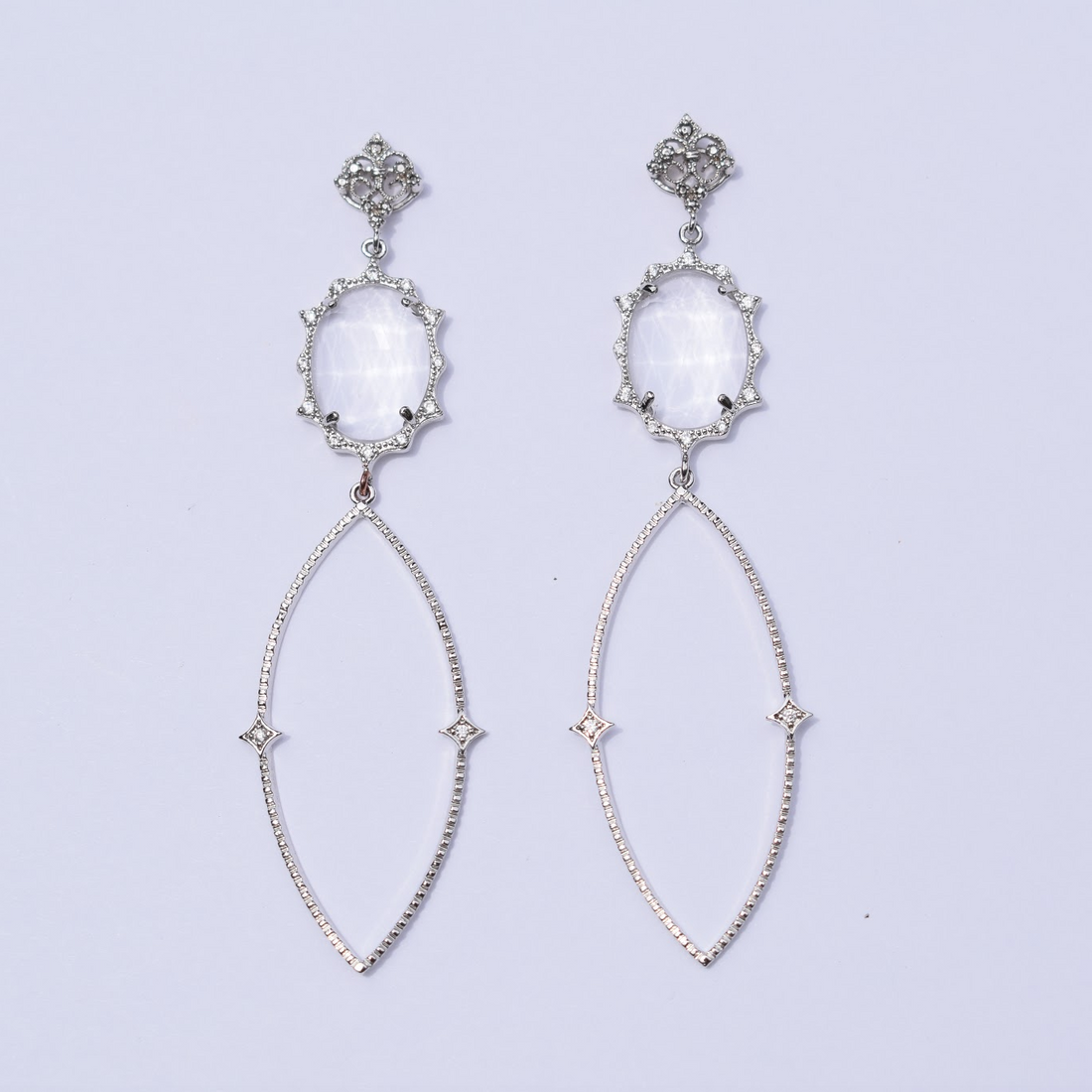 Sophie Clear Pavé Drop Silver Earring - Oriana Lamarca LLC