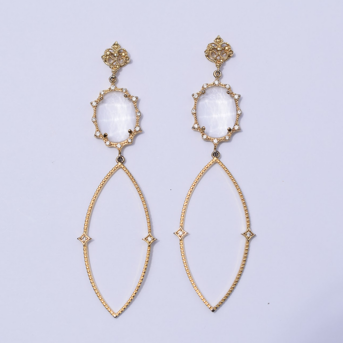 Sophie Clear Pavé Drop Gold Earring - Oriana Lamarca LLC