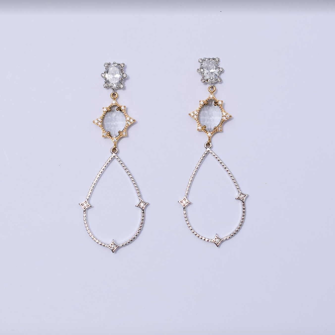 Estelle Clear Drop Silver Earring - Oriana Lamarca LLC
