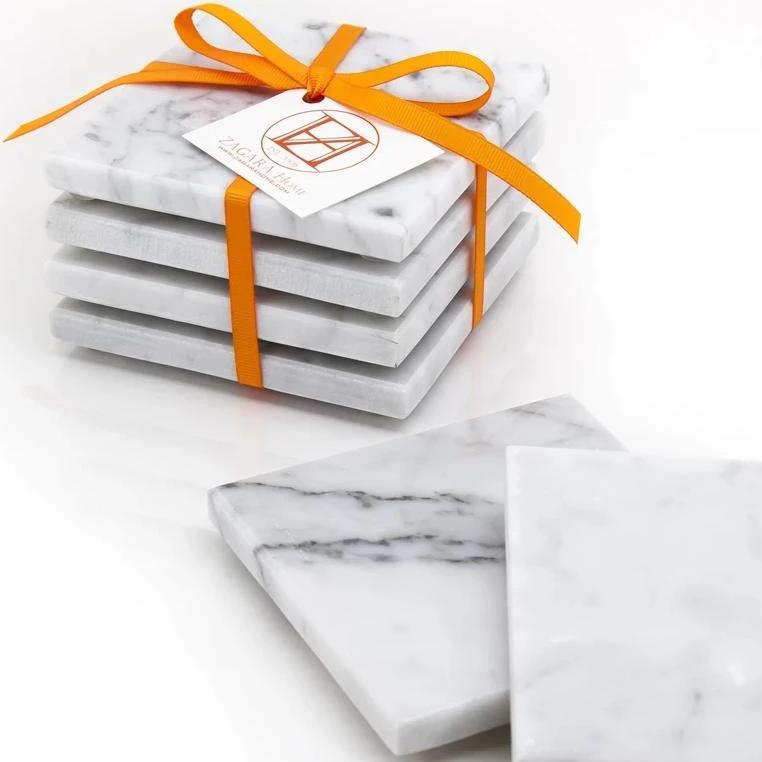 Carrara Marble Coasters - Oriana Lamarca LLC