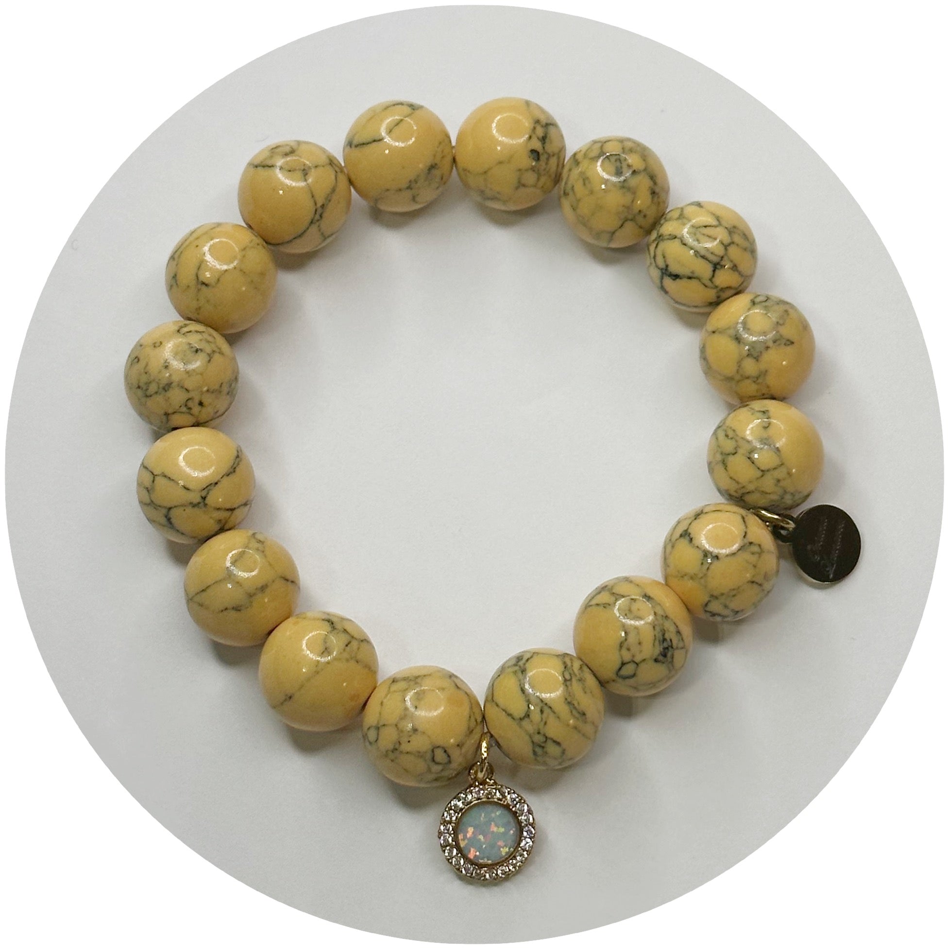 Mellow Yellow Howlite with Pavé Opal Pendant – Oriana Lamarca LLC