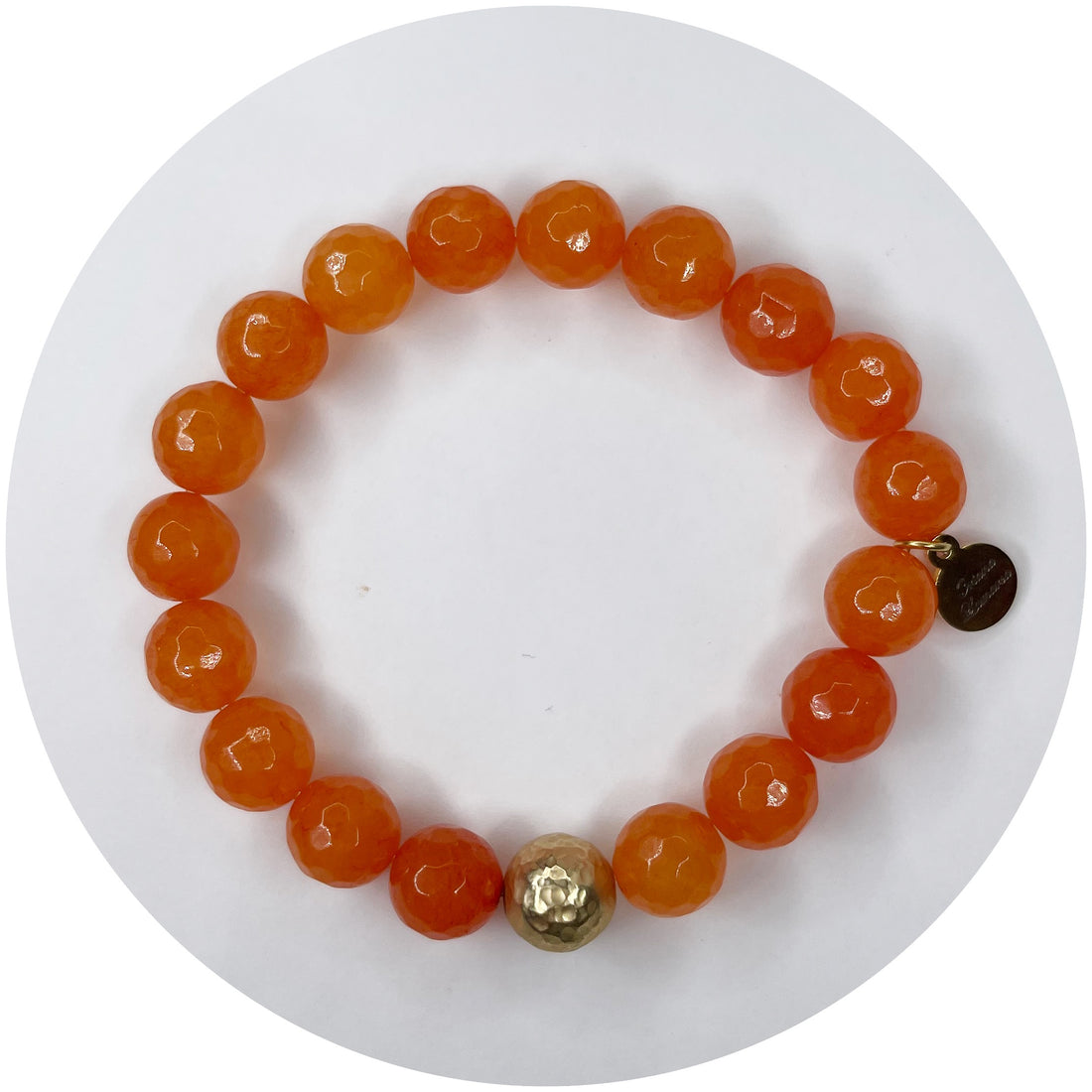 Orange Jade with Hammered Gold Accent
