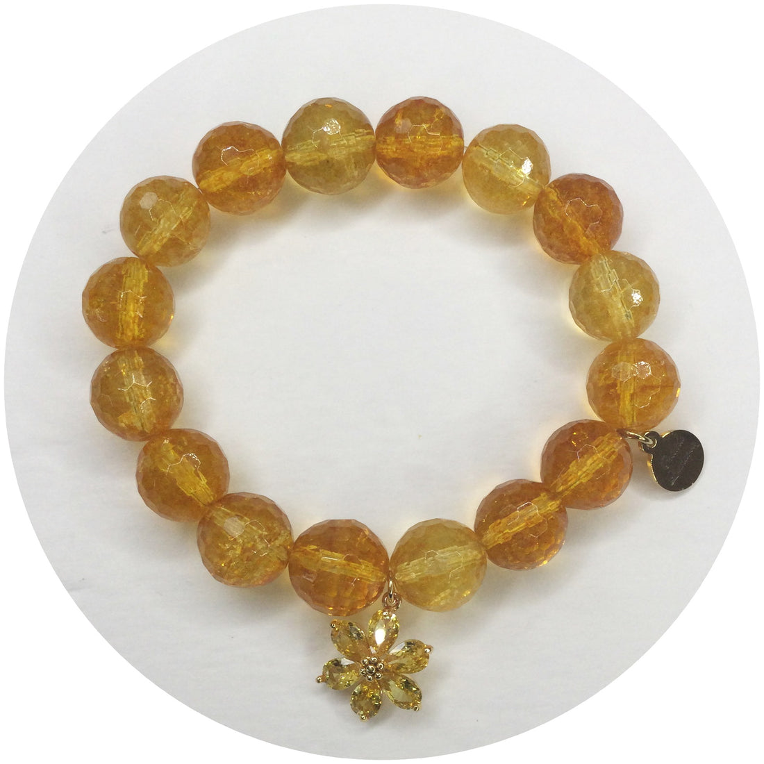 Citrine with Amber Glass Daisy Pendant