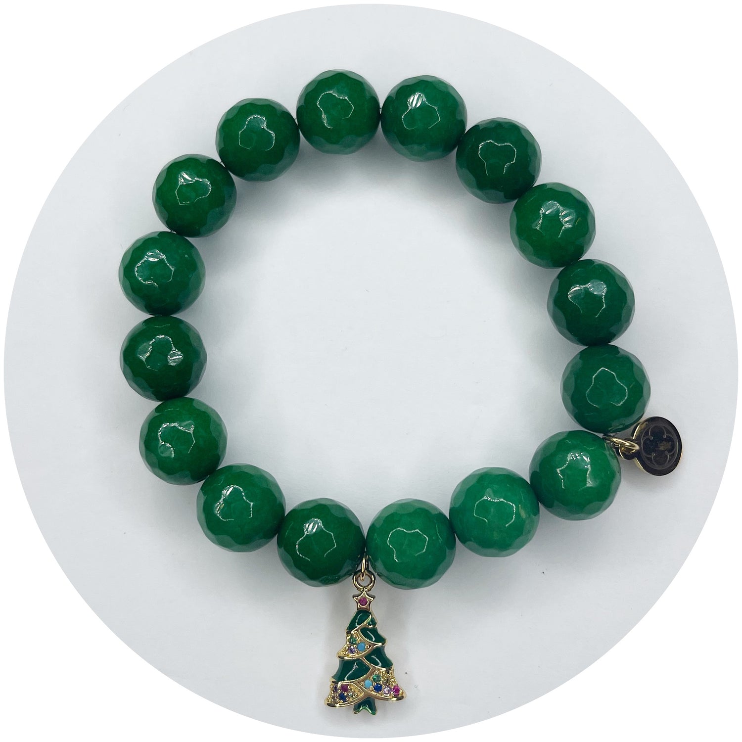 Deck The Halls Emerald Green Jade with Christmas Tree Pendant