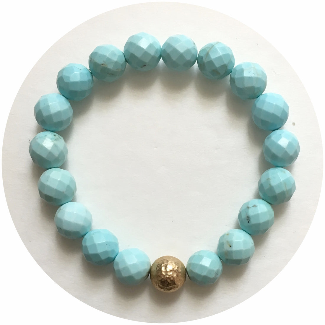 Light Turquoise Magnesite with Hammered Gold Accent - Oriana Lamarca LLC