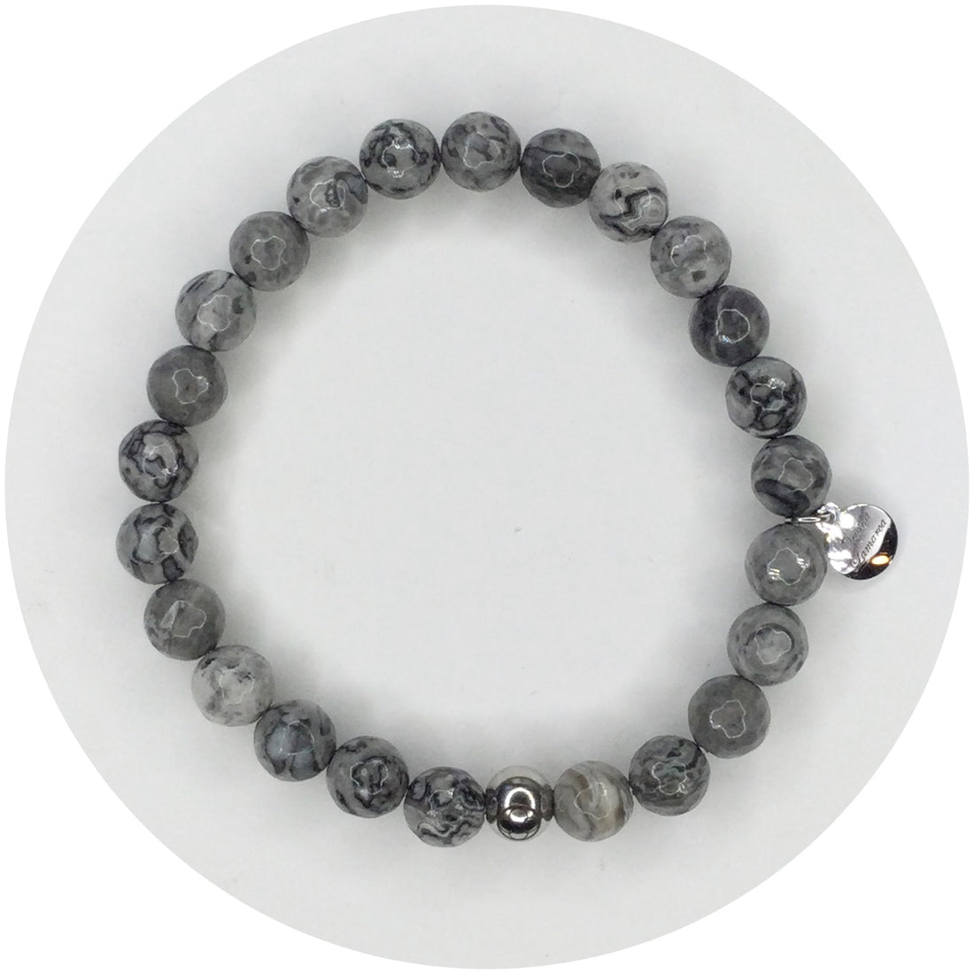 Mens Grey Jasper with Silver Accent