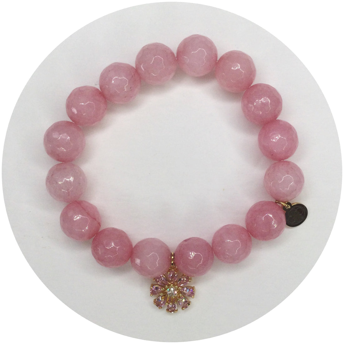 Rose Pink Jade with Pink Daisy Pendant