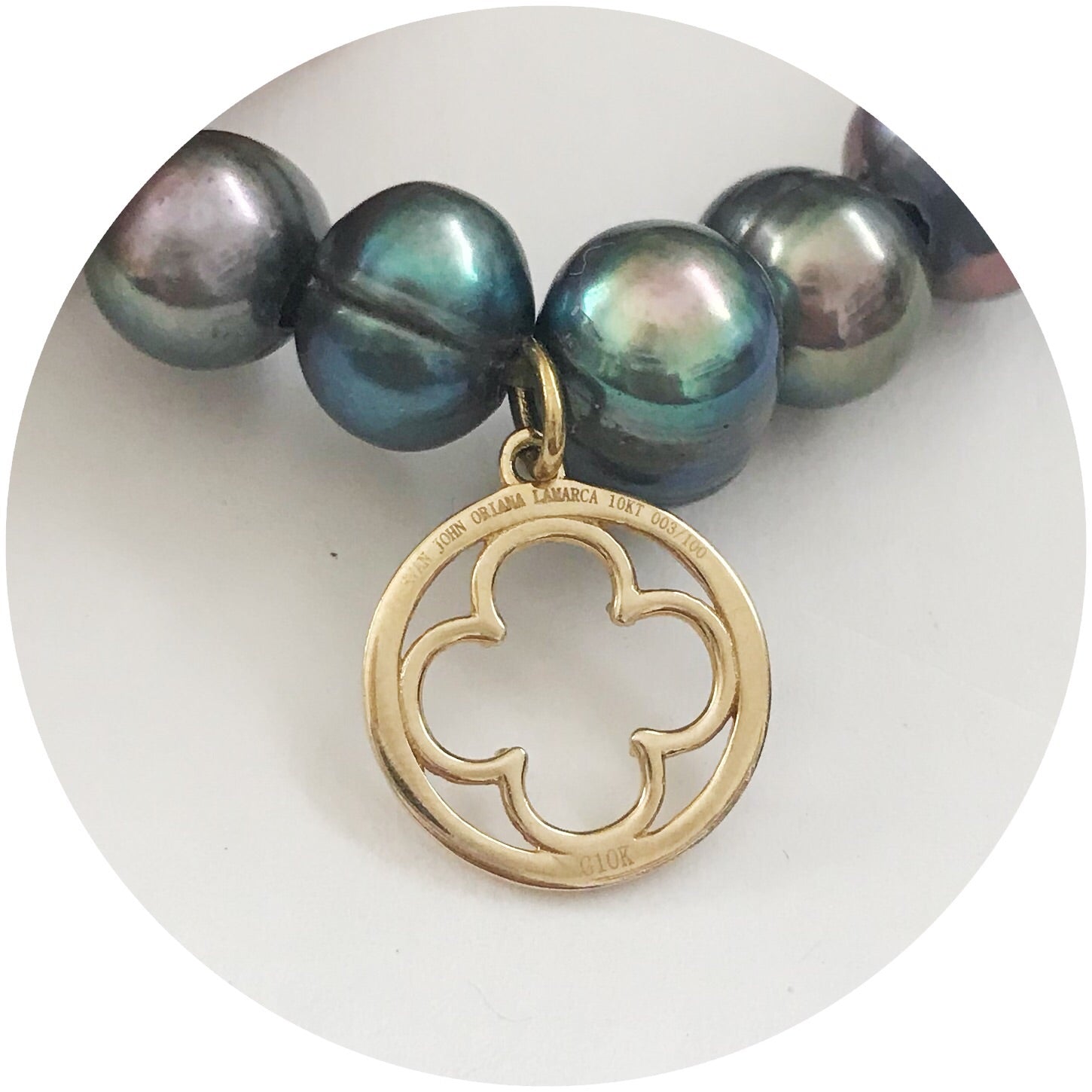 EJ X OL Freshwater Gris Pearls with Pendant - Oriana Lamarca LLC